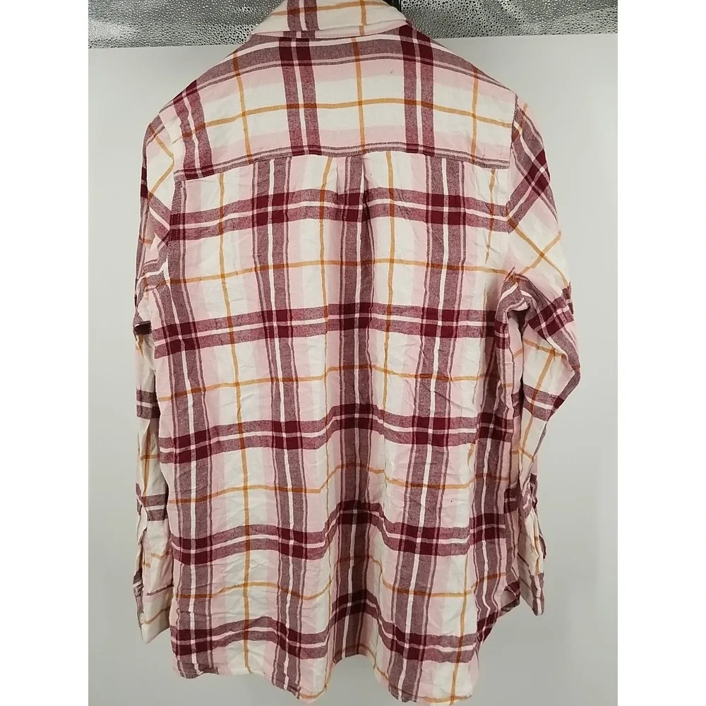Old Navy Flannel Plaid Tunic‎ Long Sleeve Button Up Shirt Womens L Large - Picture 6 of 6